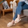 imageParlovable Womens Faux Fur Slippers Fuzzy Flat Spa Fluffy Open Toe House Shoes Indoor Outdoor Slip on Memory Foam Slide SandalsBeige