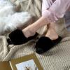 imageParlovable Womens Faux Fur Slippers Fuzzy Flat Spa Fluffy Open Toe House Shoes Indoor Outdoor Slip on Memory Foam Slide SandalsBlack