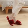 imageParlovable Womens Faux Fur Slippers Fuzzy Flat Spa Fluffy Open Toe House Shoes Indoor Outdoor Slip on Memory Foam Slide SandalsBurgundy