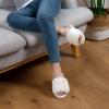 imageParlovable Womens Faux Fur Slippers Fuzzy Flat Spa Fluffy Open Toe House Shoes Indoor Outdoor Slip on Memory Foam Slide SandalsCream