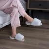 imageParlovable Womens Faux Fur Slippers Fuzzy Flat Spa Fluffy Open Toe House Shoes Indoor Outdoor Slip on Memory Foam Slide SandalsGrey