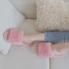 imageParlovable Womens Faux Fur Slippers Fuzzy Flat Spa Fluffy Open Toe House Shoes Indoor Outdoor Slip on Memory Foam Slide SandalsPink