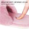 imageParlovable Womens Faux Fur Slippers Fuzzy Flat Spa Fluffy Open Toe House Shoes Indoor Outdoor Slip on Memory Foam Slide SandalsPink