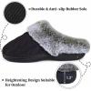 imageParlovable Womens Soft Cable Knit Slippers Soft Plush Faux Fur Collar Memory Foam Fuzzy House Shoes AntiSkid IndoorOutdoor Rubber SoleBlack