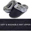 imageParlovable Womens Soft Cable Knit Slippers Soft Plush Faux Fur Collar Memory Foam Fuzzy House Shoes AntiSkid IndoorOutdoor Rubber SoleBlack