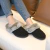 imageParlovable Womens Soft Cable Knit Slippers Soft Plush Faux Fur Collar Memory Foam Fuzzy House Shoes AntiSkid IndoorOutdoor Rubber SoleBlack