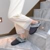 imageParlovable Womens Soft Cable Knit Slippers Soft Plush Faux Fur Collar Memory Foam Fuzzy House Shoes AntiSkid IndoorOutdoor Rubber SoleGrey