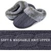 imageParlovable Womens Soft Cable Knit Slippers Soft Plush Faux Fur Collar Memory Foam Fuzzy House Shoes AntiSkid IndoorOutdoor Rubber SoleGrey