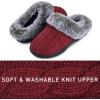 imageParlovable Womens Soft Cable Knit Slippers Soft Plush Faux Fur Collar Memory Foam Fuzzy House Shoes AntiSkid IndoorOutdoor Rubber SoleWine