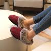 imageParlovable Womens Soft Cable Knit Slippers Soft Plush Faux Fur Collar Memory Foam Fuzzy House Shoes AntiSkid IndoorOutdoor Rubber SoleWine