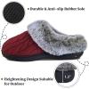 imageParlovable Womens Soft Cable Knit Slippers Soft Plush Faux Fur Collar Memory Foam Fuzzy House Shoes AntiSkid IndoorOutdoor Rubber SoleWine
