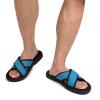 imageULTRAIDEAS Mens Adjustable Sandal Slipper with Memory Foam Summer Cross Strap House SlidesLight Blue