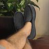 imageULTRAIDEAS Mens Carver Slippers Moc Loafer House Shoes Memory FoamKnit Black