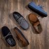 imageULTRAIDEAS Mens Luke Microsuede Moccasin Slippers with Tie Indoor OutdoorBlack