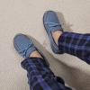 imageULTRAIDEAS Mens Luke Microsuede Moccasin Slippers with Tie Indoor OutdoorBlue