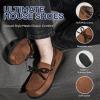 imageULTRAIDEAS Mens Luke Microsuede Moccasin Slippers with Tie Indoor OutdoorCamel