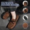 imageULTRAIDEAS Mens Luke Microsuede Moccasin Slippers with Tie Indoor OutdoorDark Grey