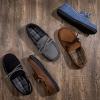 imageULTRAIDEAS Mens Luke Microsuede Moccasin Slippers with Tie Indoor OutdoorLight Coffee