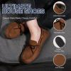 imageULTRAIDEAS Mens Luke Microsuede Moccasin Slippers with Tie Indoor OutdoorLight Coffee
