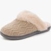 imageULTRAIDEAS Womens Comfy VRim Collar Knitted Scuff Slippers Ladies Fuzzy SlipOn House Slippers with NonSlip Rubber Sole
