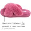 imageULTRAIDEAS Womens Fuzzy Cross Band House Slippers with Cozy Faux Fur Ladies Open Toe Indoor Outdoor Slip on SlippersPink Purple
