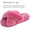 imageULTRAIDEAS Womens Fuzzy Cross Band House Slippers with Cozy Faux Fur Ladies Open Toe Indoor Outdoor Slip on SlippersPink Purple