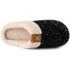 imageULTRAIDEAS Womens Indoor Bedroom Slipper with Memory Foam Gift for Women WoolLike House Shoe with AntiSkid Rubber Sole for LadiesBlack