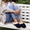 imageULTRAIDEAS Womens Indoor Bedroom Slipper with Memory Foam Gift for Women WoolLike House Shoe with AntiSkid Rubber Sole for LadiesDark Blue