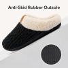 imageULTRAIDEAS Womens Indoor Bedroom Slipper with Memory Foam Gift for Women WoolLike House Shoe with AntiSkid Rubber Sole for LadiesKnit Black