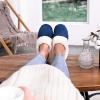 imageULTRAIDEAS Womens Lambhug Comfy Fleece House Slippers Memory Foam Slipon House Shoes Indoor OutdoorEgyptian Blue