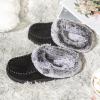 imageULTRAIDEAS Womens Memory Foam House Slippers with Hard Bottom Fur Lined House Shoes with NonSlip Rubber Sole for Indoor ampamp OutdoorBlack