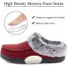 imageULTRAIDEAS Womens Memory Foam House Slippers with Hard Bottom Fur Lined House Shoes with NonSlip Rubber Sole for Indoor ampamp OutdoorMoc Red