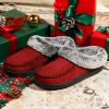 imageULTRAIDEAS Womens Memory Foam House Slippers with Hard Bottom Fur Lined House Shoes with NonSlip Rubber Sole for Indoor ampamp OutdoorMoc Red