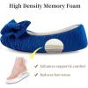 imageULTRAIDEAS Womens Velvet Ballerina Slippers Lightweight House Shoes with Bow and Indoor AntiSkid Soft Rubber SoleBlue