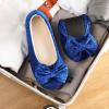 imageULTRAIDEAS Womens Velvet Ballerina Slippers Lightweight House Shoes with Bow and Indoor AntiSkid Soft Rubber SoleBlue