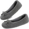 imageULTRAIDEAS Womens Velvet Ballerina Slippers Lightweight House Shoes with Bow and Indoor AntiSkid Soft Rubber SoleDark Grey