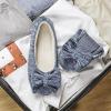 imageULTRAIDEAS Womens Velvet Ballerina Slippers Lightweight House Shoes with Bow and Indoor AntiSkid Soft Rubber SoleGrey