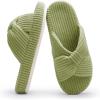 imageChantomoo Slippers for Women Memory Foam House Bedroom Corduroy Bow Crossbands Slide Slipper Shoes Comfy Trendy Gift SlippersAvocado Green