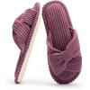 imageChantomoo Slippers for Women Memory Foam House Womens Slipper Slides Home Bedroom Bathroom Spa Open Toe Corduroy Bow Slippers Cozy ComfortablePurple