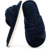 imageChantomoo Slippers for Women Memory Foam House Womens Slipper Slides Home Bedroom Bathroom Spa Open Toe Corduroy Bow Slippers Cozy ComfortableRoyal Blue