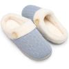 imageChantomoo Womens Slipper Warm Comfy Memory Foam House Slippers Knitted Shoes Faux Fur Lined AntiSkid Rubber Sole Bedroom Cozy Indoor Outdoor SlippersBlue
