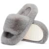 imageChantomoo Womens Slippers Memory Foam House Bedroom Slippers for Women Fuzzy Plush Comfy Faux Fur Lined Slide Shoes AntiSkid Sole Trendy Gift SlippersGrey