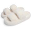 imageChantomoo Womens Slippers Memory Foam Slippers for Women Fuzzy Comfy Faux Fur House Shoes Furry Bedroom Indoor Open Toe Slippers Two Bands Trendy Gift SlippersBeige