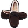 imageLA PLAGE Mens Moccasin Slippers Memory Foam Warm Plush House Slippers Indoor Outdoor Comfortable Winter House ShoesDark Brown