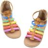 imageLulex Girls Gladiator Sandals for ToddlerLittle Kids Adjustable Cute Summer Flat Strappy Sandals with Zipper for 15 Years OldRainbow