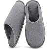 imageNineCiFun Mens Cozy Memory Foam Scuff Slippers Slip On Warm Bedroom Solid Waffle Upper Slippers Lightweight Nonslip IndoorOutdoor House ShoesGrey