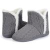 imageNineCiFun Womens Fuzzy Winter Bootie Slippers Knitted Ankle Boots Slippers Warm House Shoes Outdoor Indoor with Plush Fur LiningGrey