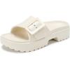 imageNineCiFun Womens Platform Sandals Low Wedge Sandals Open Toe Slide Sandals With Adjustable BuckleBeige