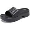imageNineCiFun Womens Platform Sandals Low Wedge Sandals Open Toe Slide Sandals With Adjustable BuckleBlack