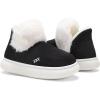 imageNineCiFun Womens Suede Bootie Slippers Warm Fuzzy Slippers with Faux Fur Lining Cozy Memory Foam Indoor House ShoesBlack